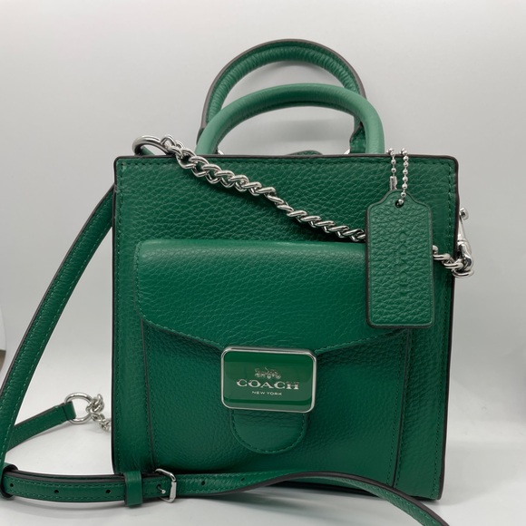 Coach Mini Pepper Crossbody in Green Leather with Silver Hardware - Picture 10 of 14